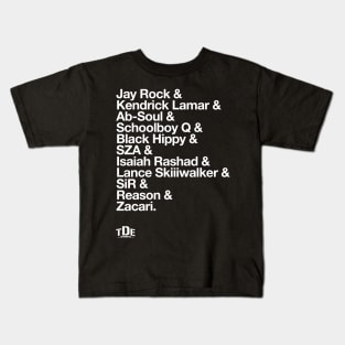 Kendrick Lamar & TDE Artists Roster Kids T-Shirt